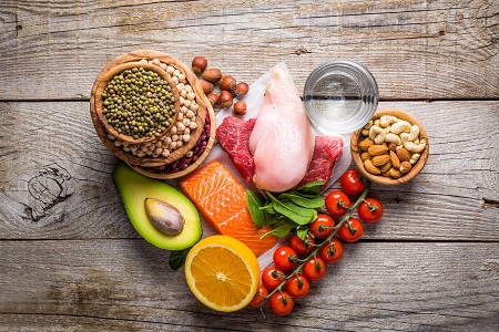 Healthy food in the shape of a heart